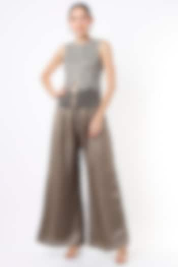 Copper Satin Flared Pant Set by Nandita Thirani at Pernia's Pop Up Shop