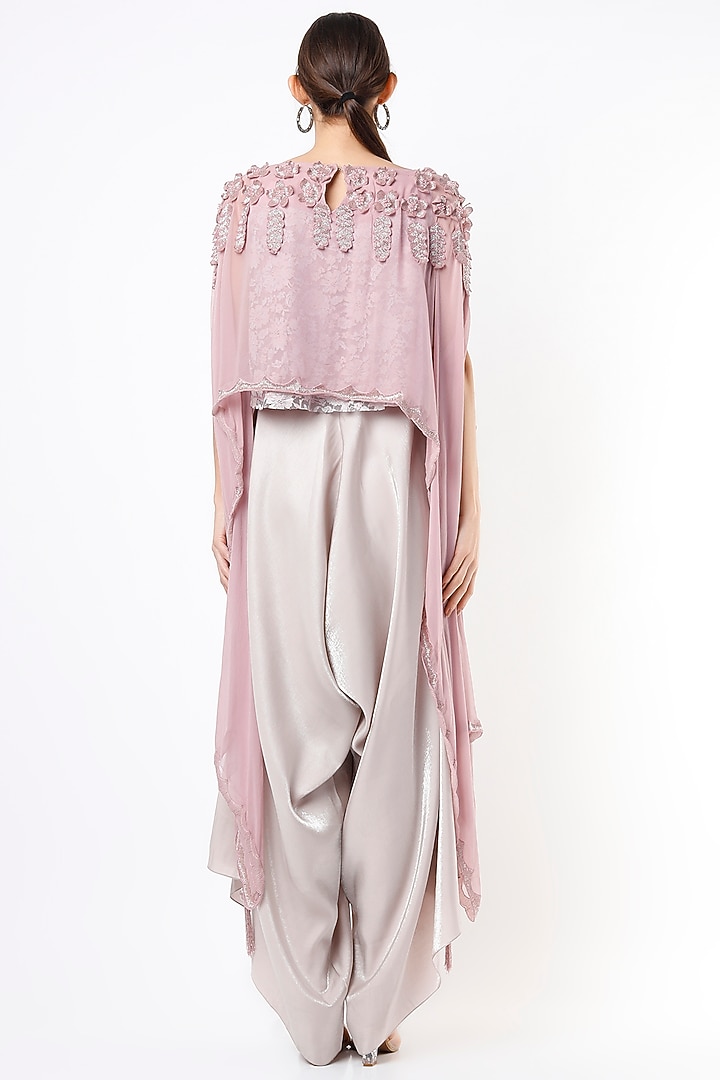 Crystal Pink Jumpsuit With Embroidered Cape by Nandita Thirani at Pernia's Pop Up Shop
