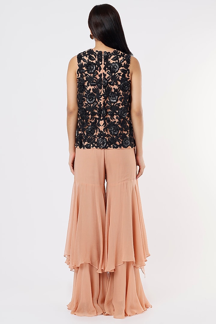 Coral Double-Layered Wedding Sharara Set by Nandita Thirani at Pernia's Pop Up Shop