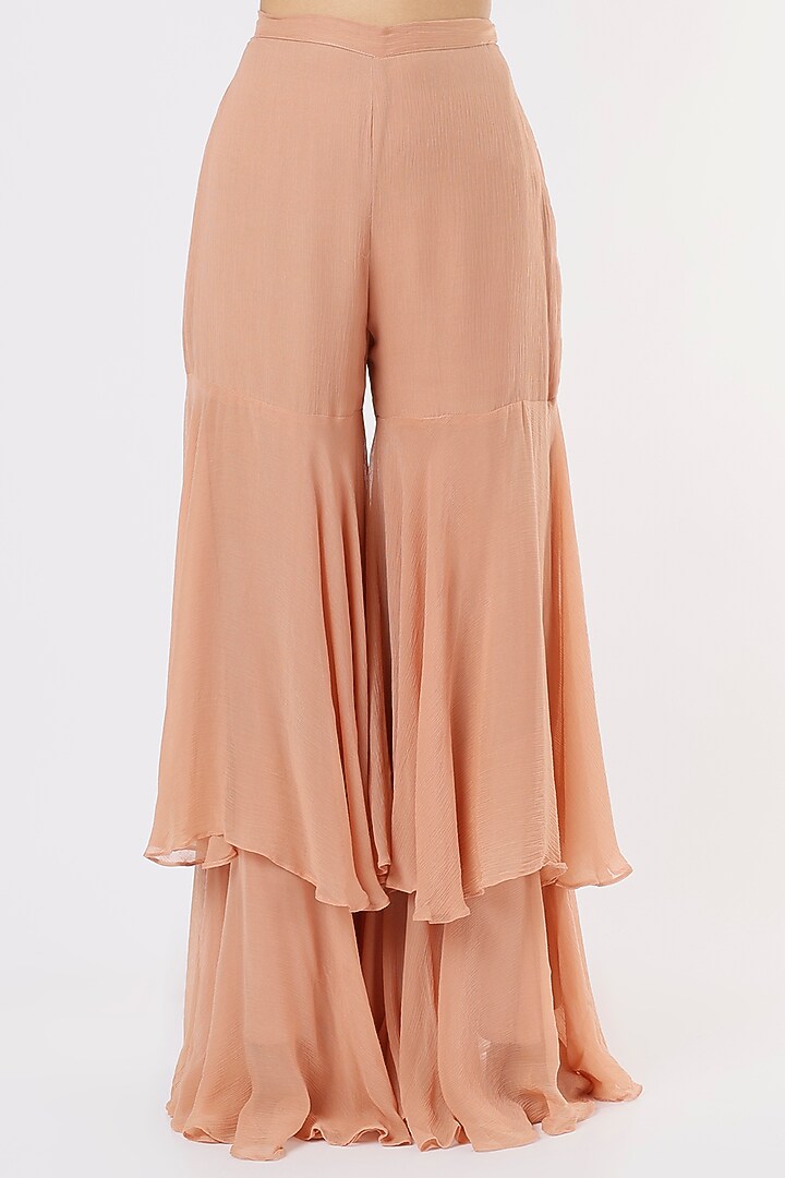 Coral Double-Layered Wedding Sharara Set by Nandita Thirani at Pernia's Pop Up Shop