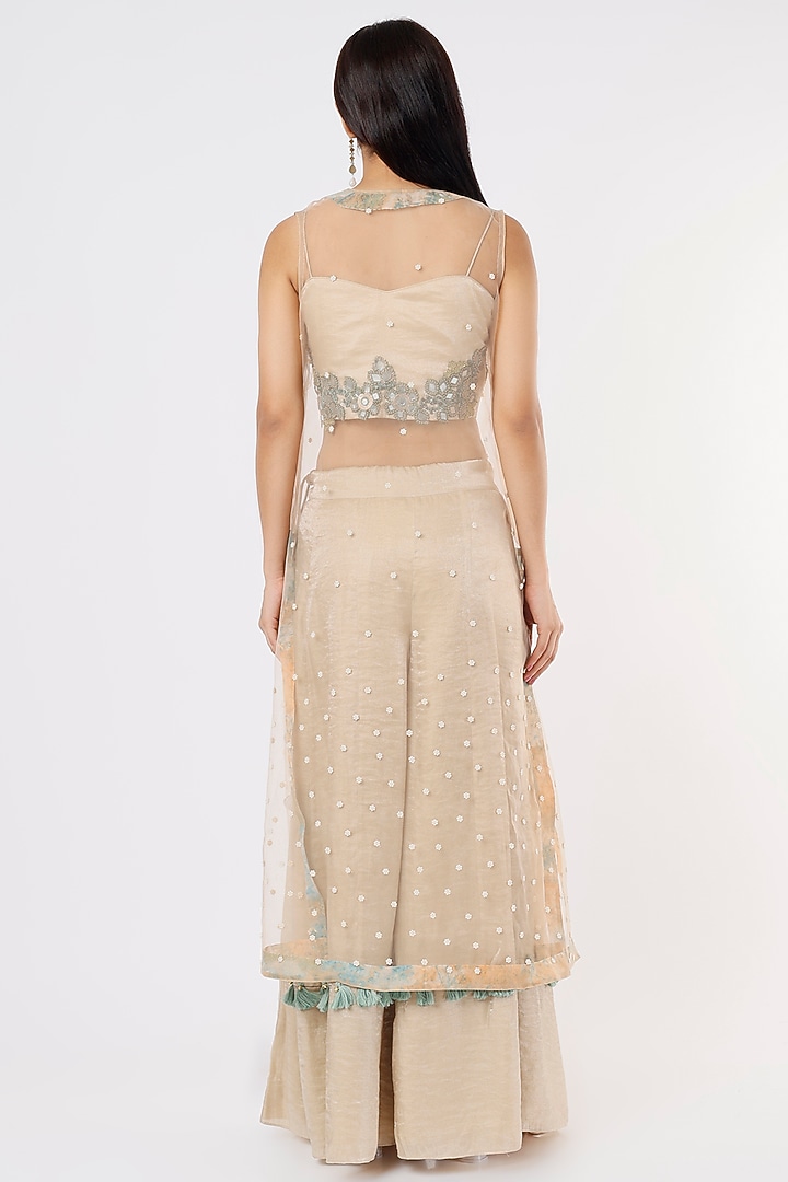 Nude Pearl Embroidered Jacket Set by Nandita Thirani at Pernia's Pop Up Shop