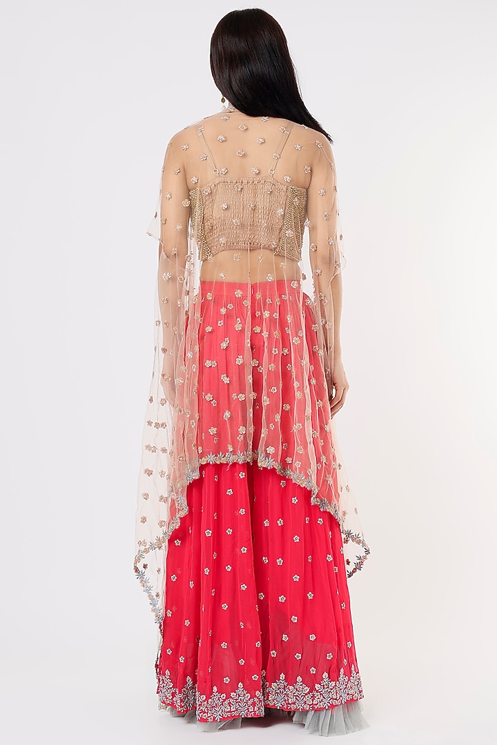 Orange Embroidered Wedding Sharara Set by Nandita Thirani at Pernia's Pop Up Shop