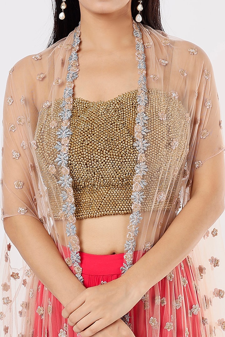 Orange Embroidered Wedding Sharara Set by Nandita Thirani at Pernia's Pop Up Shop