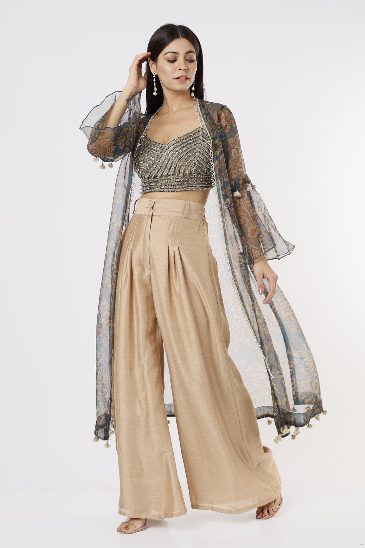 Cobalt Blue Wedding Sharara Set by Nandita Thirani at Pernia's Pop Up Shop