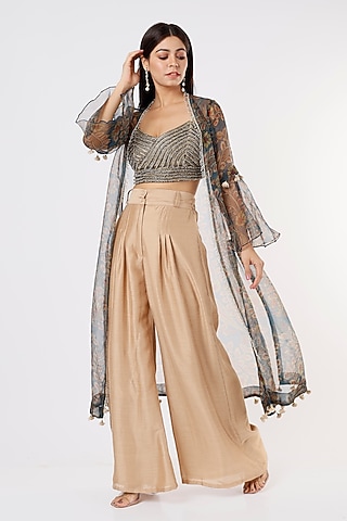 Cobalt Blue Sharara Set by Nandita Thirani