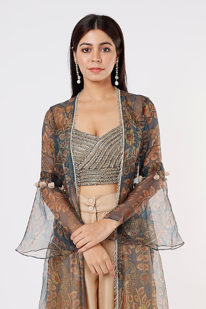 Cobalt Blue Wedding Sharara Set by Nandita Thirani at Pernia's Pop Up Shop