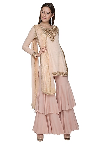 Pink Embroidered Sharara Set by Nandita Thirani