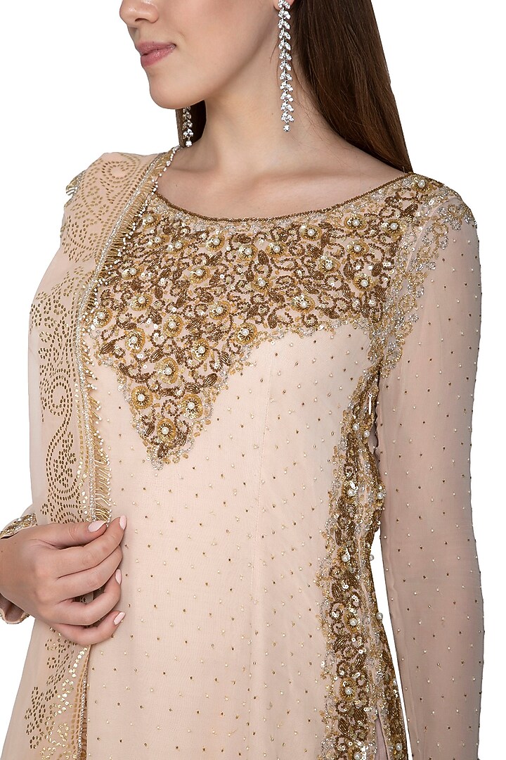 Pink Embroidered Wedding Sharara Set by Nandita Thirani at Pernia's Pop Up Shop