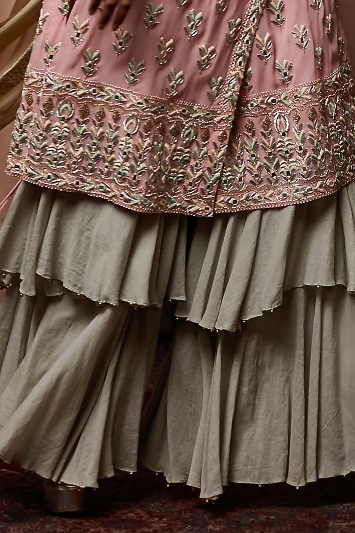Pink Georgette Thread Work Kurta Set by Nandita Thirani at Pernia's Pop Up Shop