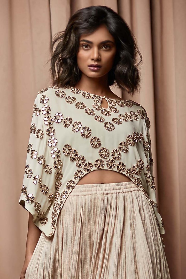 Ivory Mulmul Skirt Set by Nandita Thirani at Pernia's Pop Up Shop