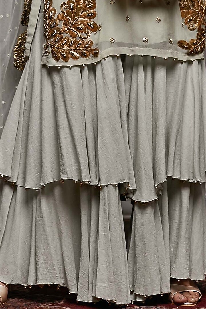 Seafoam Green Voile Layered Wedding Sharara Set by Nandita Thirani at Pernia's Pop Up Shop
