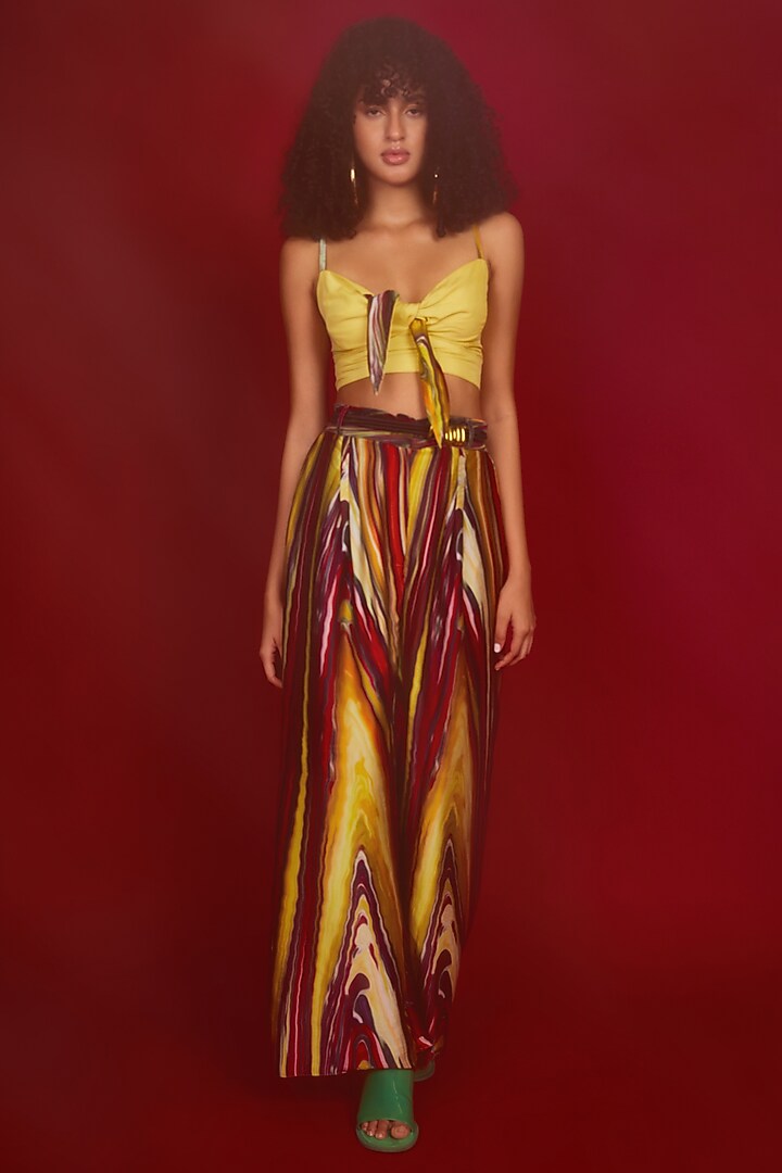 Yellow Satin Blazer Set by Nandita Thirani at Pernia's Pop Up Shop
