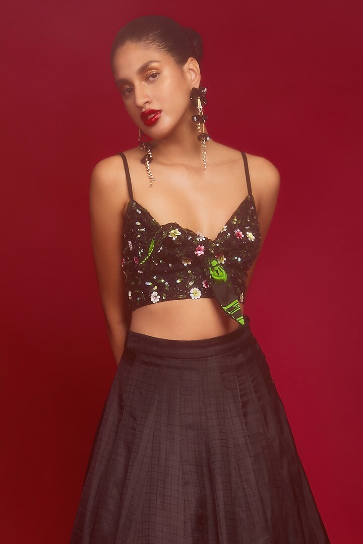 Black Organza Skirt Set by Nandita Thirani at Pernia's Pop Up Shop