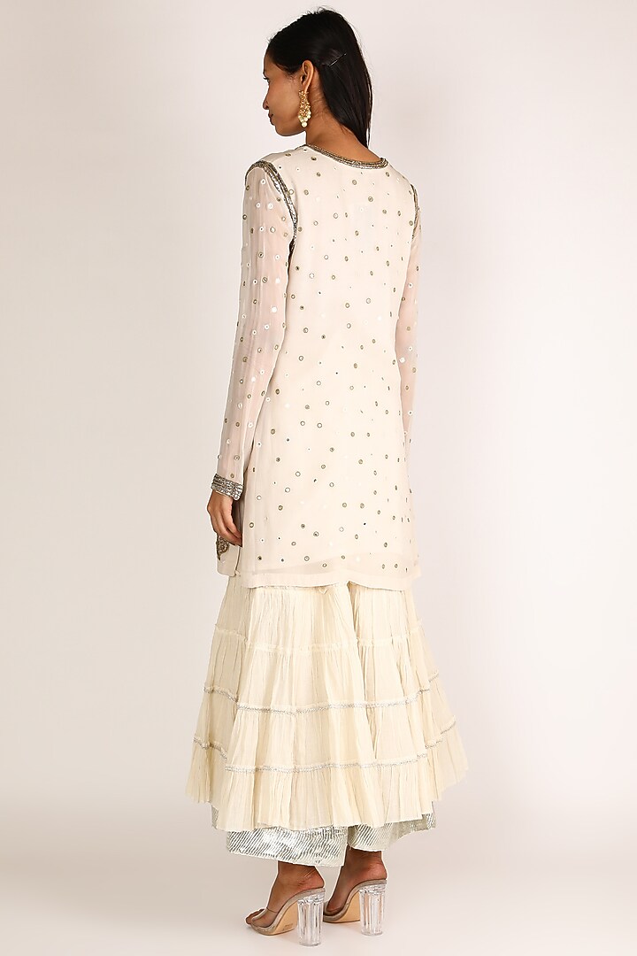 White Zardosi Embroidered Wedding Sharara Set by Nandita Thirani at Pernia's Pop Up Shop