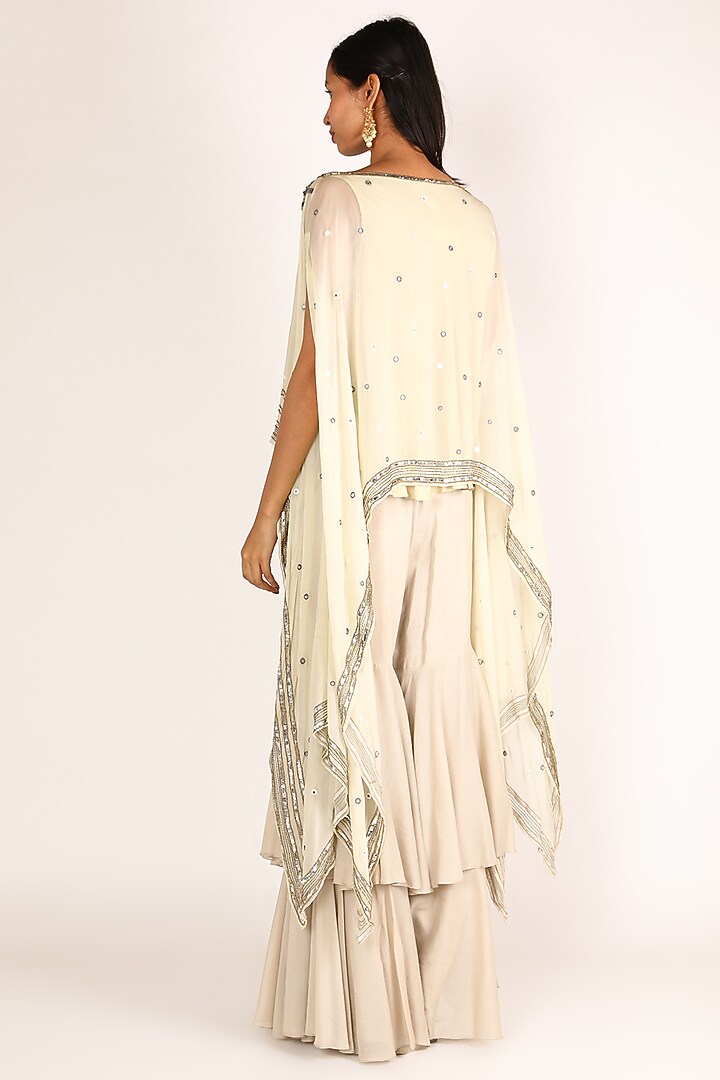 White Embroidered Party Wear Sharara Set by Nandita Thirani at Pernia's Pop Up Shop