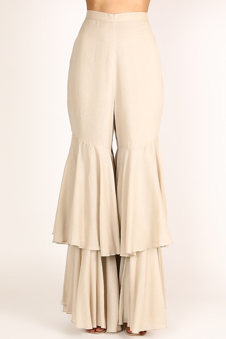 White Embroidered Party Wear Sharara Set by Nandita Thirani at Pernia's Pop Up Shop