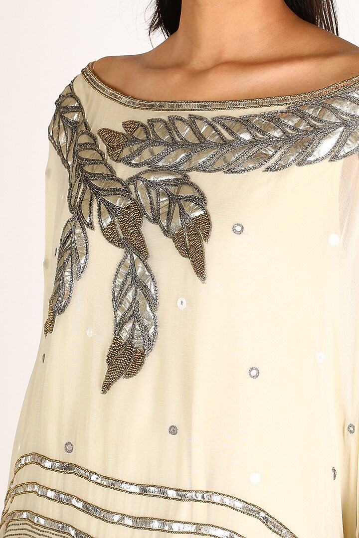 White Embroidered Party Wear Sharara Set by Nandita Thirani at Pernia's Pop Up Shop