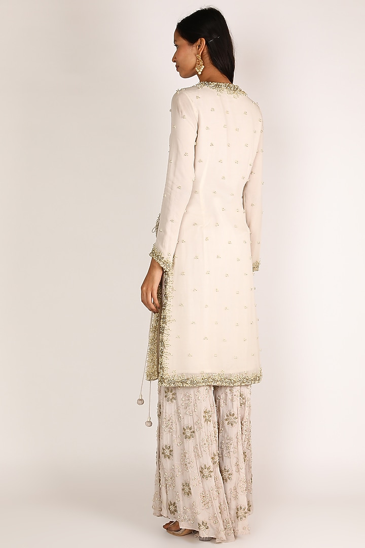White Embroidered Wedding Sharara Set by Nandita Thirani at Pernia's Pop Up Shop