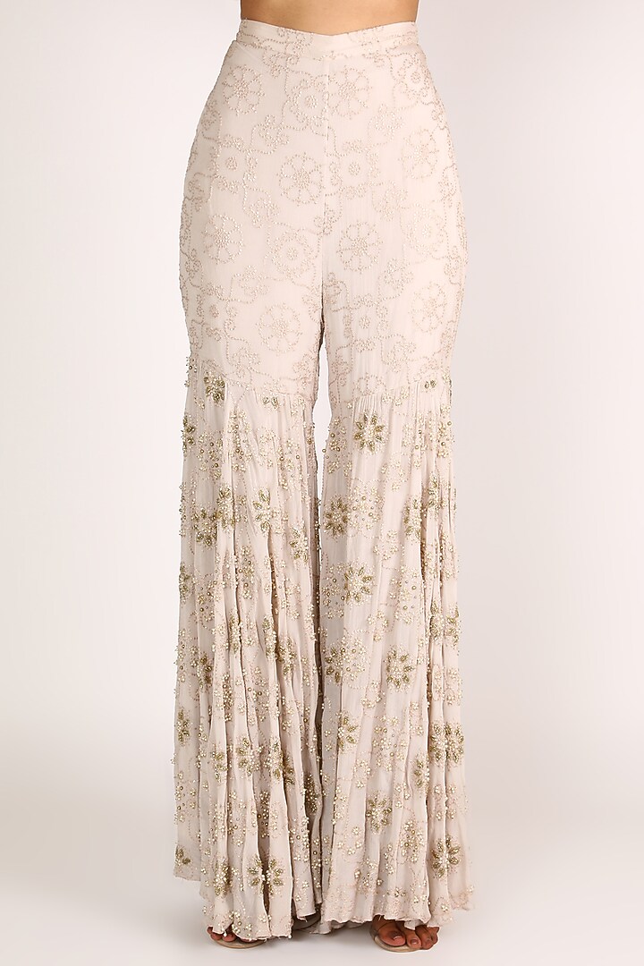 White Embroidered Wedding Sharara Set by Nandita Thirani at Pernia's Pop Up Shop