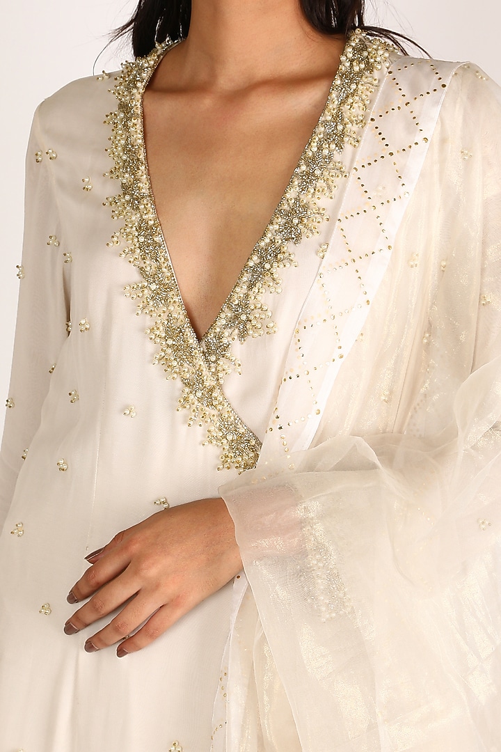 White Embroidered Wedding Sharara Set by Nandita Thirani at Pernia's Pop Up Shop