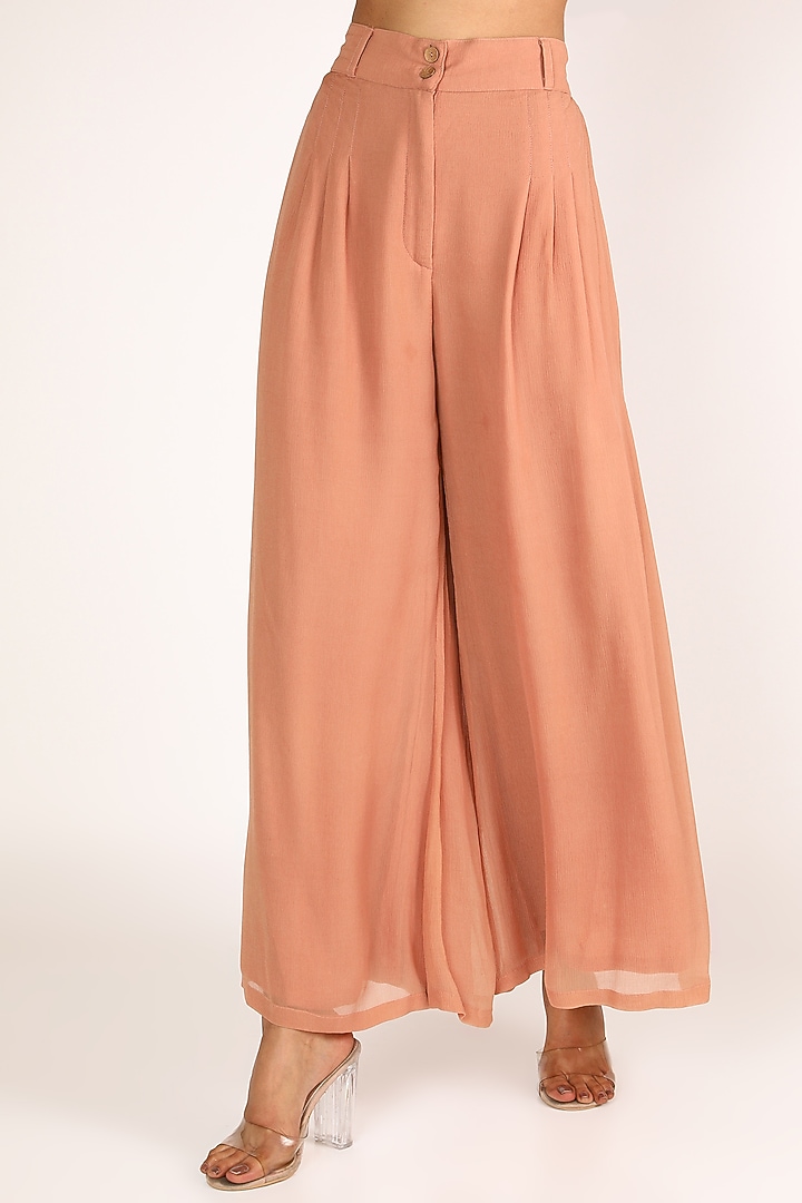 Coral Embroidered Party Wear Sharara Set by Nandita Thirani at Pernia's Pop Up Shop