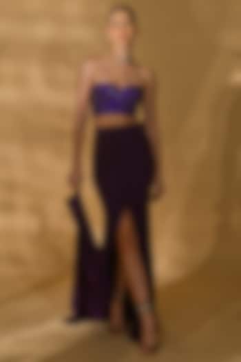 Purple Volvo High-Waisted Wrap Skirt Set by Nikhil Thampi