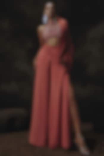 Pink Georgette Embroidered Palazzo Pant Set by Nikhil Thampi at Pernia's Pop Up Shop