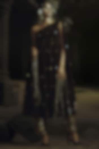 Cocoa Brown Volvo Bead Embroidered Wedding Anarkali Set by Nikhil Thampi at Pernia's Pop Up Shop