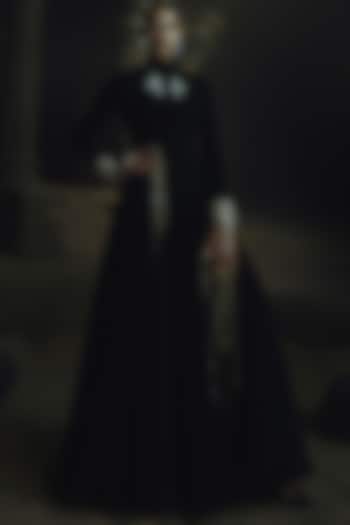 Black Volvo Kundan Embellished Bridal Anarkali by Nikhil Thampi at Pernia's Pop Up Shop