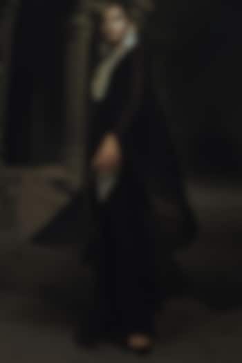 Black Georgette & Volvo Kundan Embroidered Kaftan Set by Nikhil Thampi at Pernia's Pop Up Shop