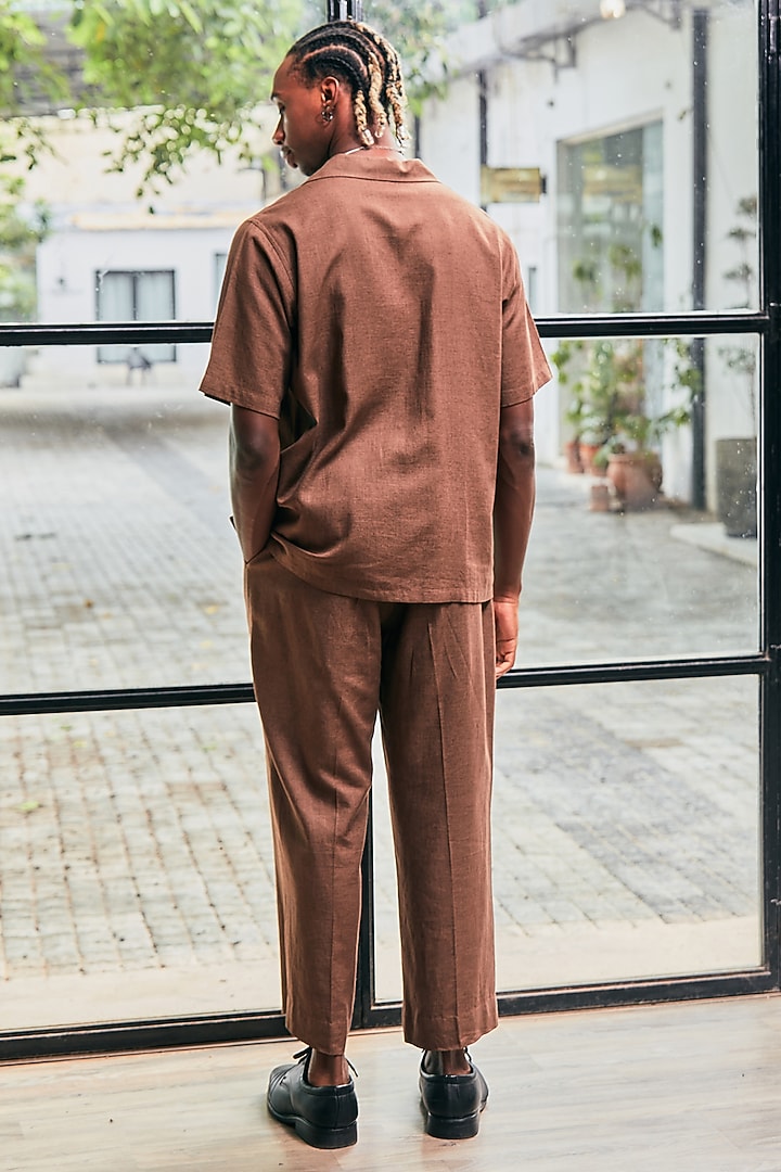 Brown Linen Embroidered Co-Ord Set by Not So Couture at Pernia's Pop Up Shop
