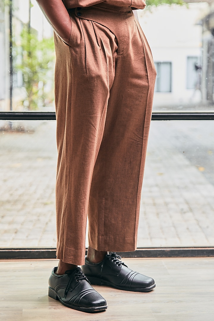 Brown Linen Embroidered Co-Ord Set by Not So Couture at Pernia's Pop Up Shop
