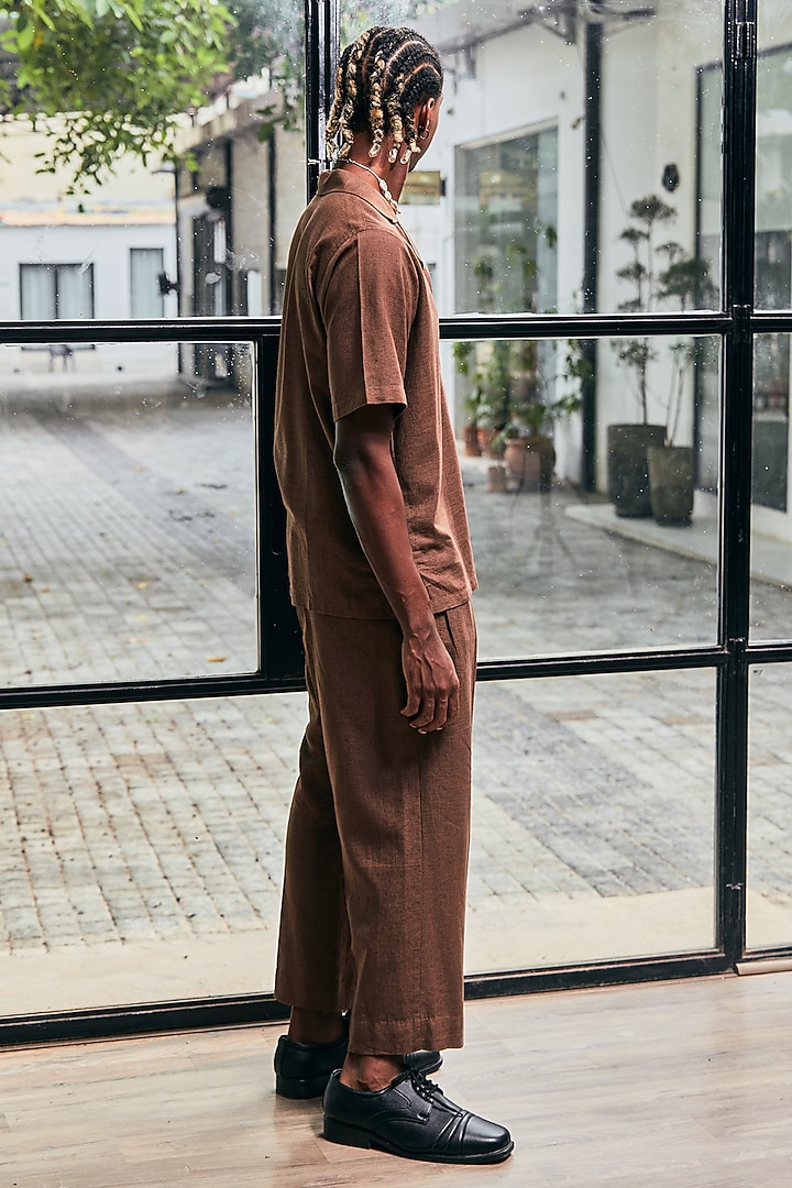 Brown Linen Embroidered Co-Ord Set by Not So Couture at Pernia's Pop Up Shop