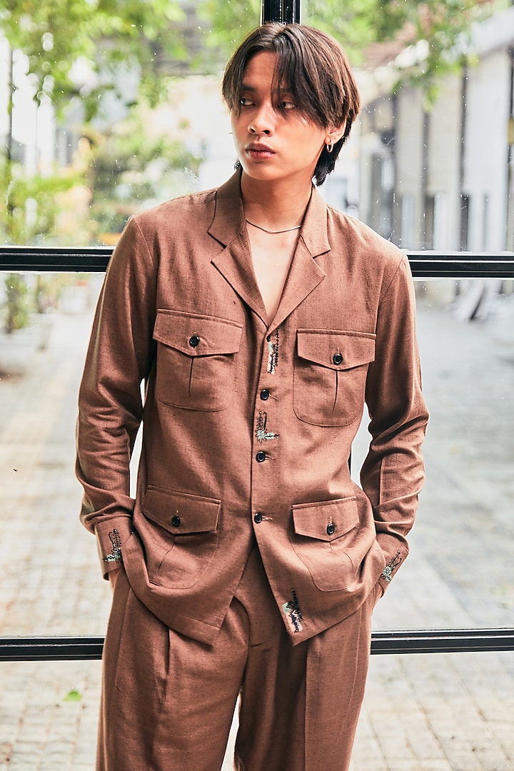 Brown Linen Co-Ord Set by Not So Couture at Pernia's Pop Up Shop