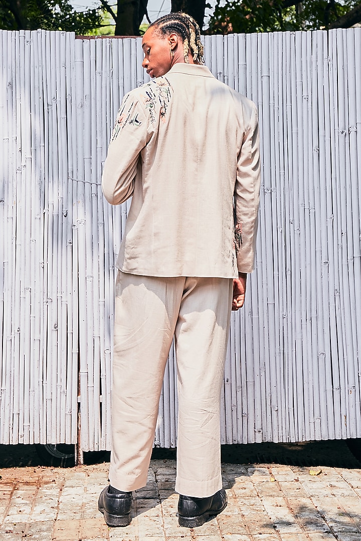 Beige Linen Jacket Set by Not So Couture at Pernia's Pop Up Shop
