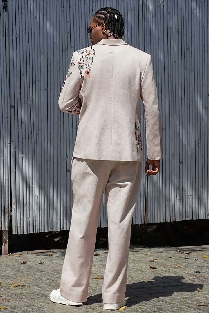 Mauve Cotton Artwork Blazer Set by Not So Couture at Pernia's Pop Up Shop