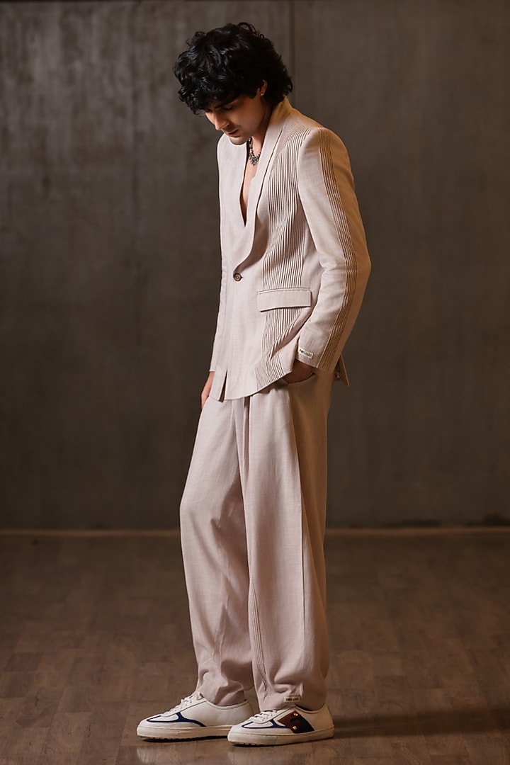 Mauve Linen Blend Blazer Set by Not So Couture at Pernia's Pop Up Shop