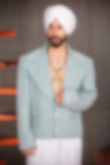 Sage Green Herringbone Blend Blazer by Not So Couture at Pernia's Pop Up Shop