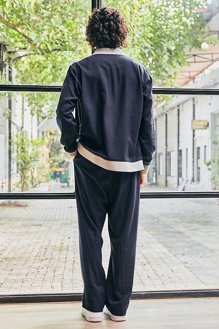 Navy Blue Linen Shacket by Not So Couture at Pernia's Pop Up Shop