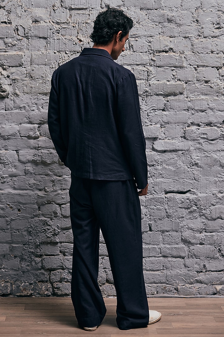 Navy Blue Linen Jacket by Not So Couture at Pernia's Pop Up Shop