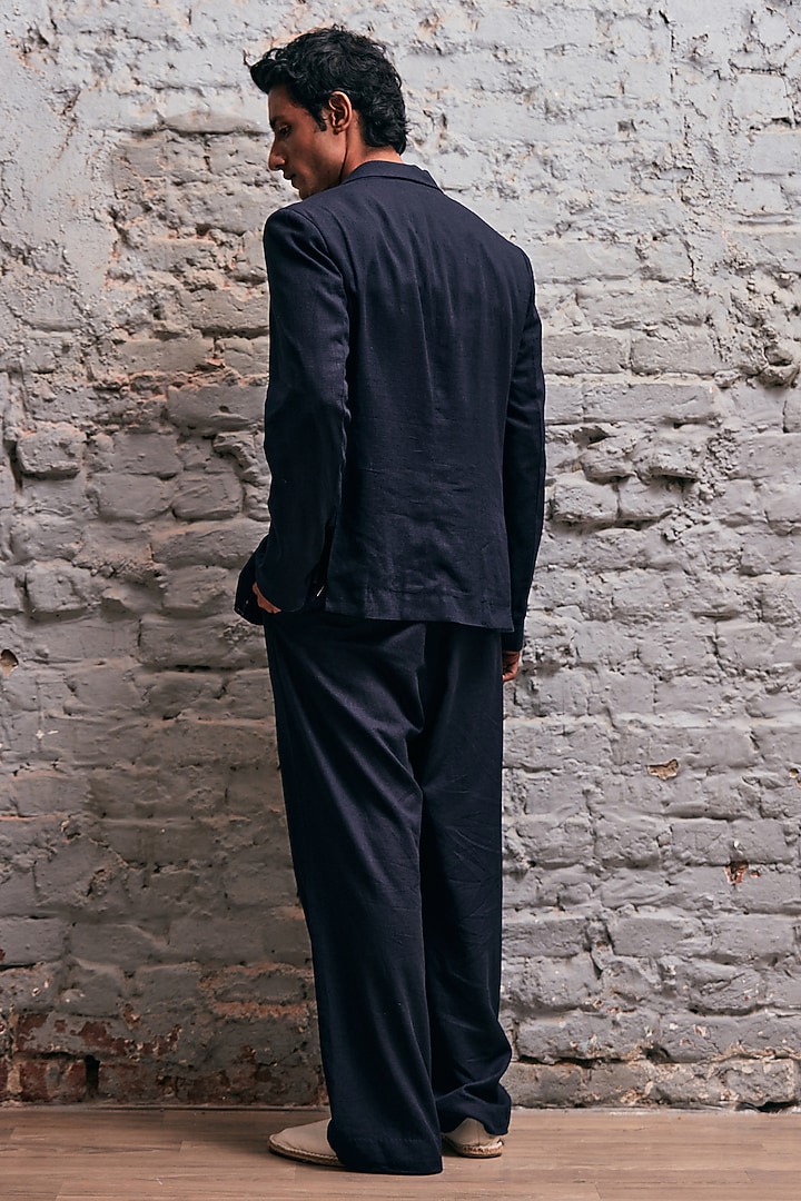 Navy Blue Linen Jacket by Not So Couture at Pernia's Pop Up Shop