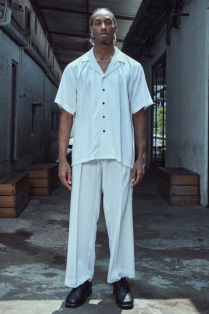 White Linen Party Wear Shirt by Not So Couture at Pernia's Pop Up Shop