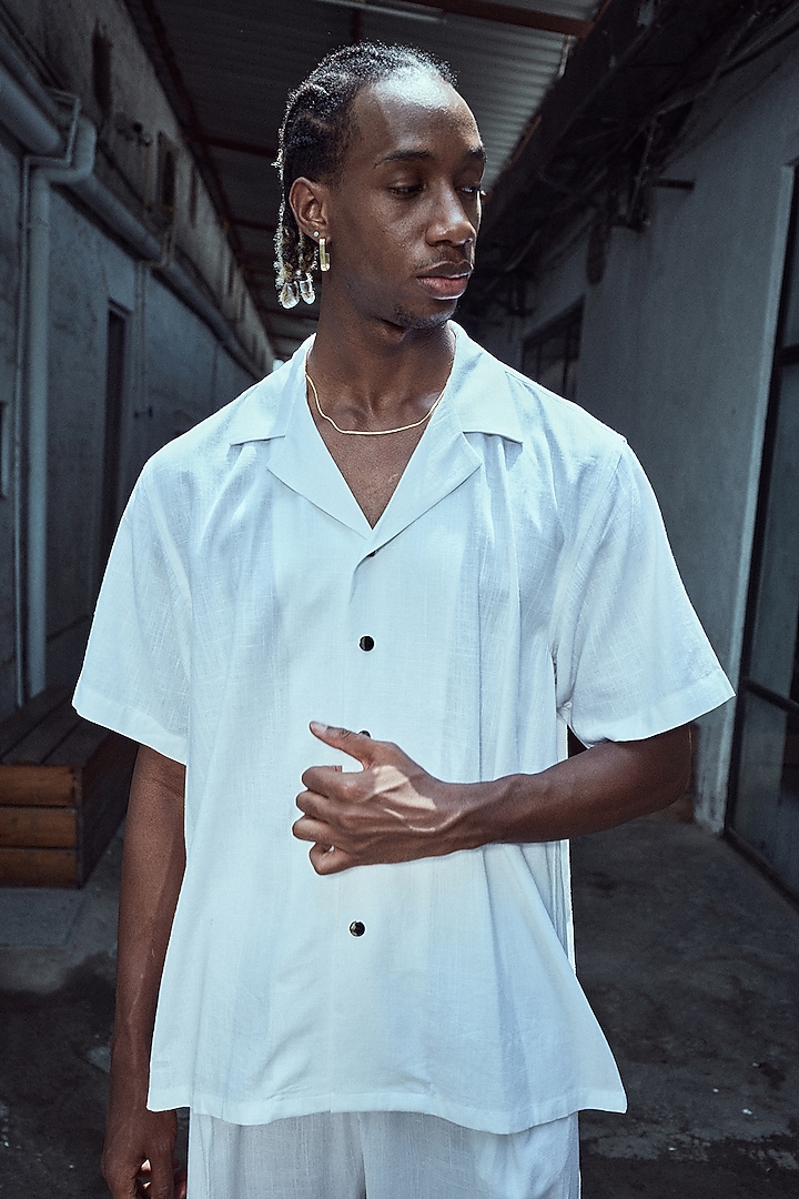 White Linen Party Wear Shirt by Not So Couture at Pernia's Pop Up Shop