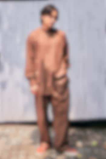 Brown Linen Wedding Shirt by Not So Couture at Pernia's Pop Up Shop
