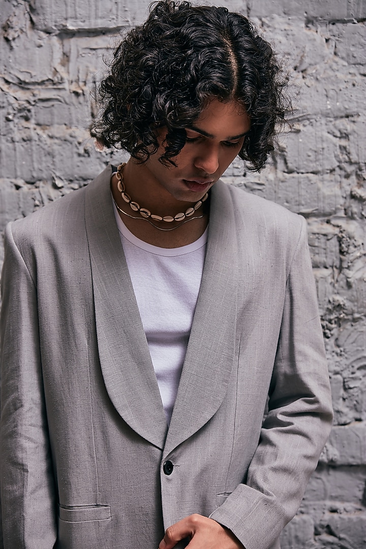 Grey Linen Jacket by Not So Couture at Pernia's Pop Up Shop