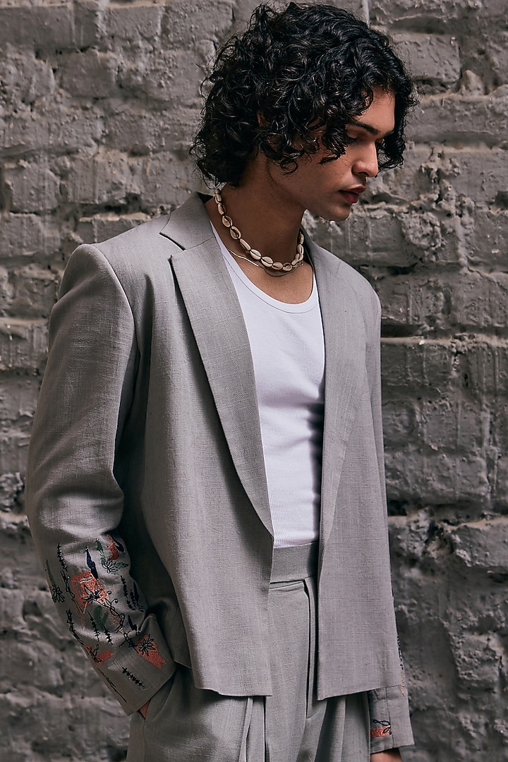 Grey Linen Jacket by Not So Couture at Pernia's Pop Up Shop