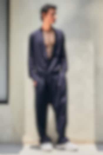 Navy Blue Linen Jumpsuit by Not So Couture at Pernia's Pop Up Shop