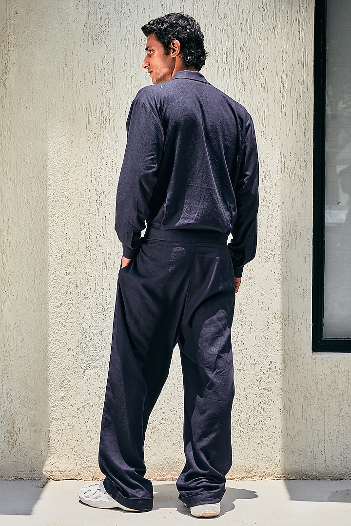 Navy Blue Linen Jumpsuit by Not So Couture at Pernia's Pop Up Shop