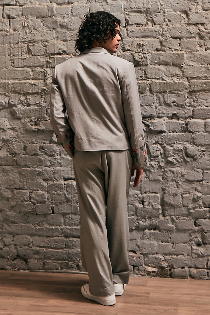 Grey Linen Open Jacket by Not So Couture at Pernia's Pop Up Shop