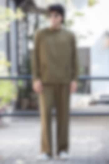 Olive Green Linen Blend Co-Ord Set by Not So Couture at Pernia's Pop Up Shop